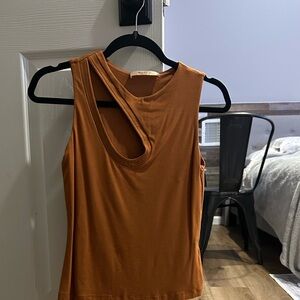 Bailey 44 Sleeveless Asymmetric Cutout Tank Top - Rust